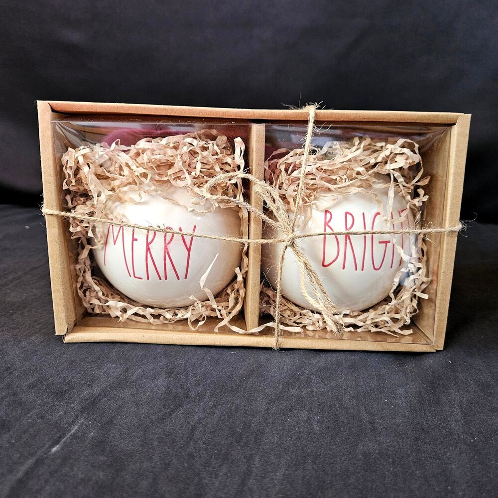 Rae Dunn Artisan Collection Ceramic Ornaments Merry Bright NIB‎ Christmas Decor